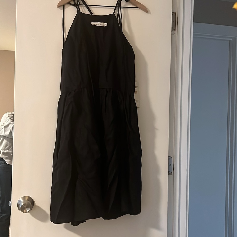 Eliza Faulkner Black Linen Tig Dress
